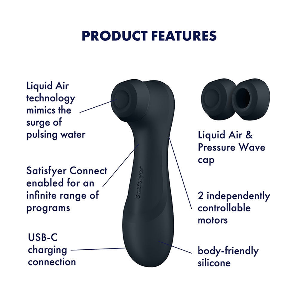 Satisfyer Pro 2 Generation 3 with App Control - Dark Grey - Dark Grey Touch-Free USB-C Rechargeable Clitoral Stimulator
