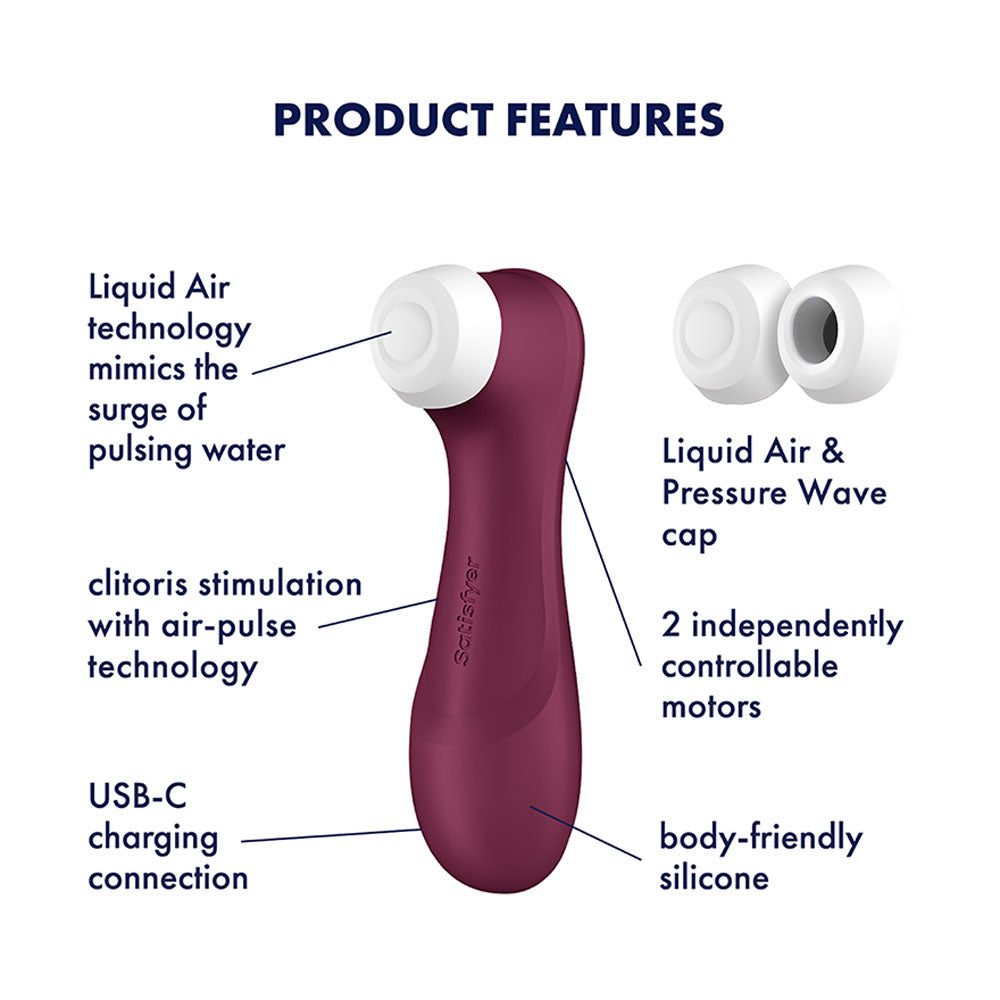Satisfyer Pro 2 Generation 3 - Wine  - Wine  Touch-Free USB-C Rechargeable Clitoral Stimulator
