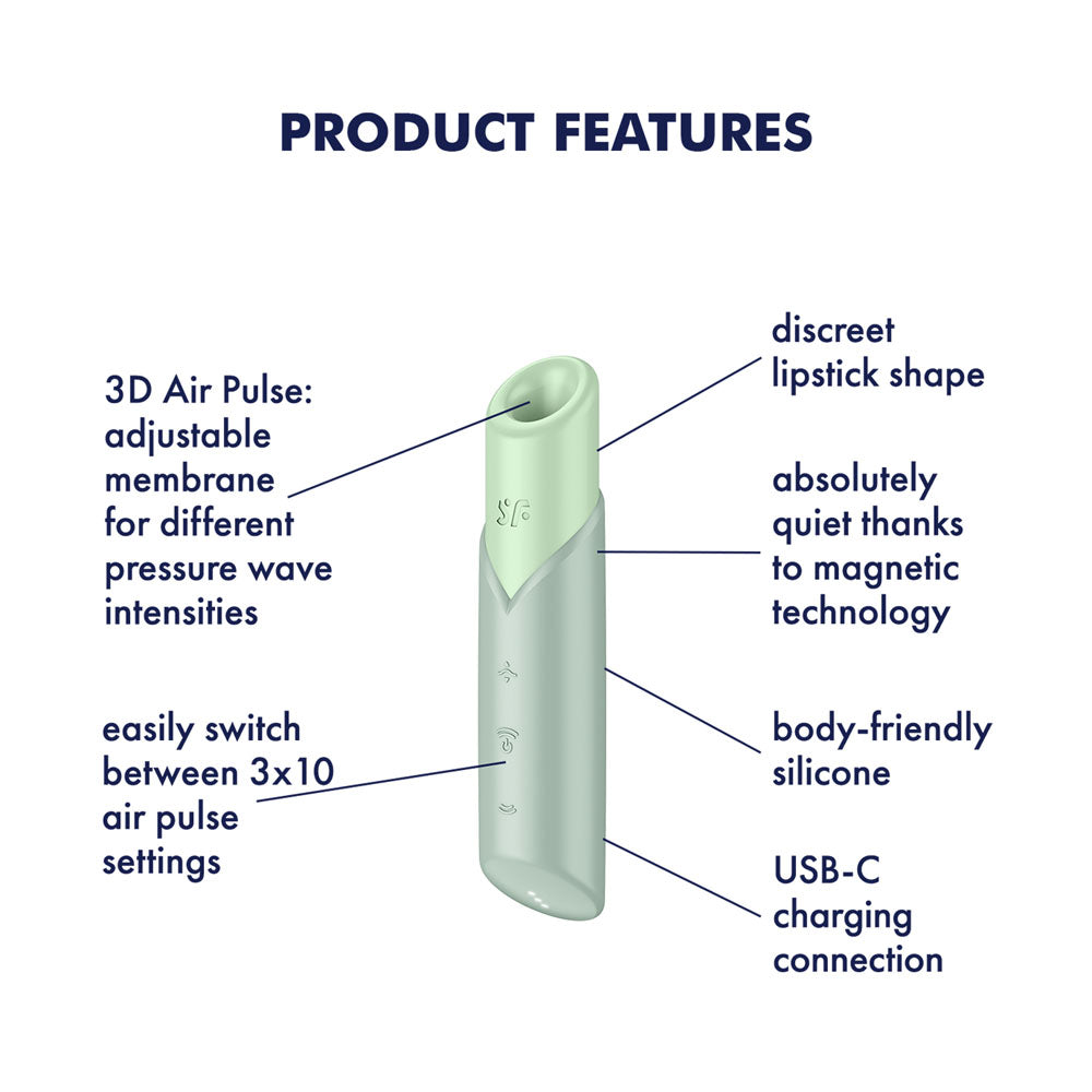 Satisfyer Naughty Kiss - Mint  USB Rechargeable Air Pulse Stimulator
