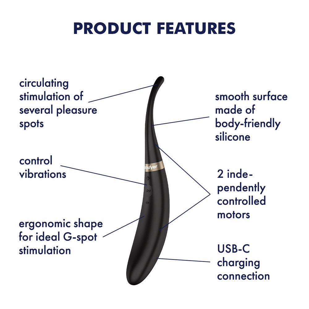 Satisfyer Tip Tease -  -  USB Rechargeable Vibrator with Twirling Tip