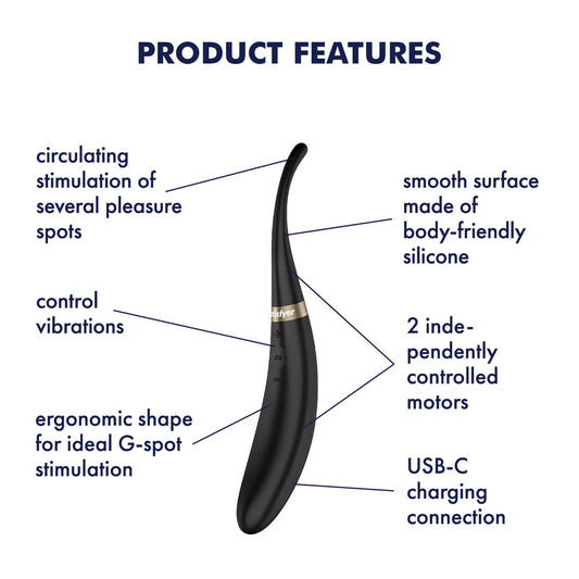 Satisfyer Tip Tease -  -  USB Rechargeable Vibrator with Twirling Tip