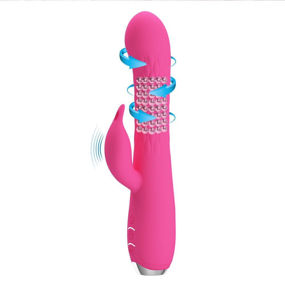 Party Up ERIC Rotating Beads Vibrator -  -  20.5 cm USB Rechargeable Rabbit Vibrator with Rotating Bead Shaft
