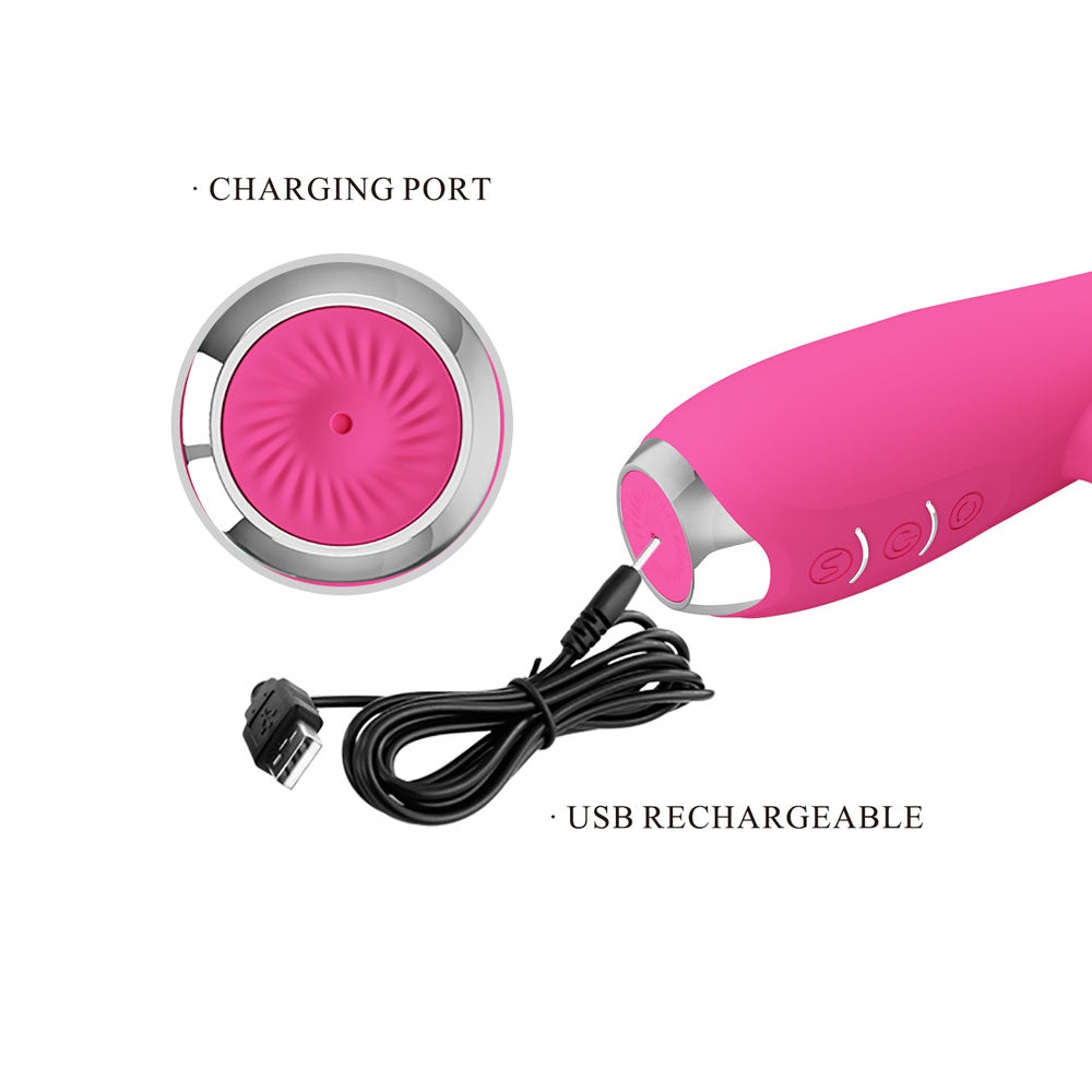 Party Up ERIC Rotating Beads Vibrator -  -  20.5 cm USB Rechargeable Rabbit Vibrator with Rotating Bead Shaft