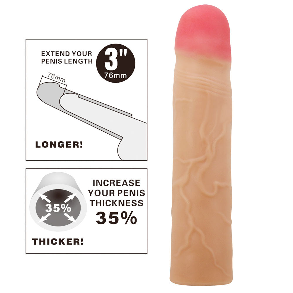 Party Up PHILIP 3 Inch Extender Sleeve -  3 Inch Penis Extender Sleeve