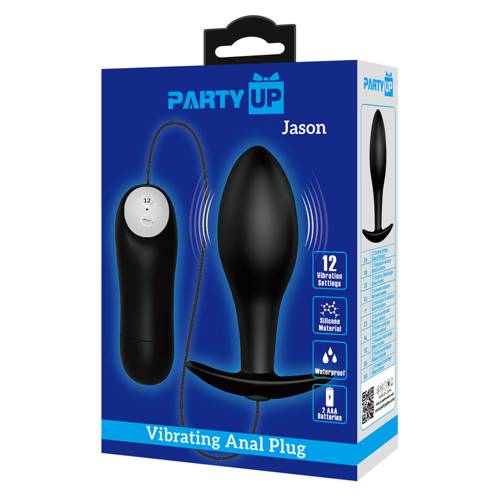 Party Up JASON Vibrating Anal Plug -  8.5 cm Vibrating Butt Plug with Remote