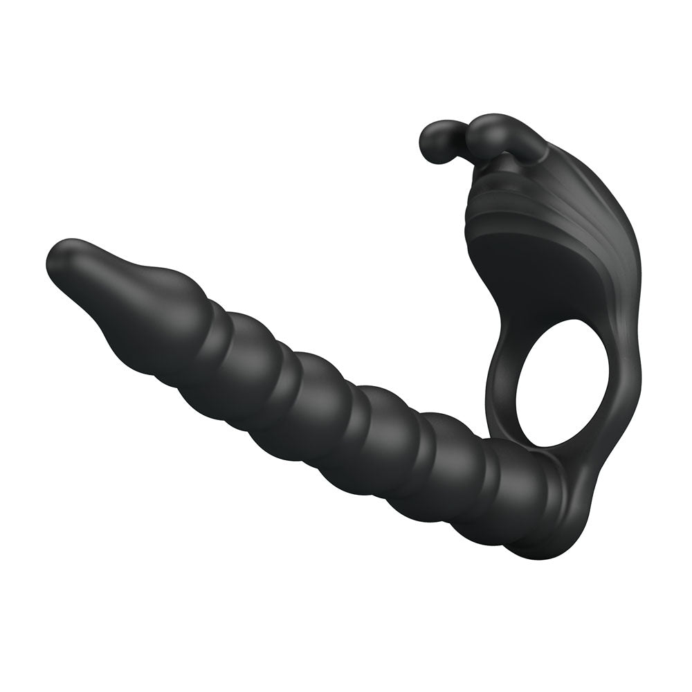 Party Up MARCUS Ring & Anal Plug -  USB Rechargeable Vibrating Cock Ring with Double Penetrator
