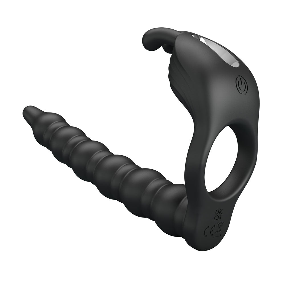 Party Up MARCUS Ring & Anal Plug -  USB Rechargeable Vibrating Cock Ring with Double Penetrator