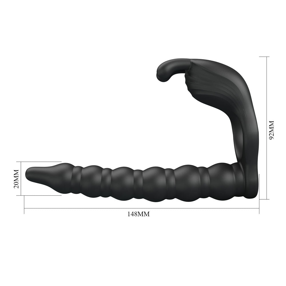 Party Up MARCUS Ring & Anal Plug -  USB Rechargeable Vibrating Cock Ring with Double Penetrator