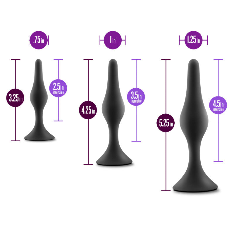 Anal Adventures Platinum Silicone Beginner Plug Kit -  Butt Plug Kit - Set of 3 Sizes
