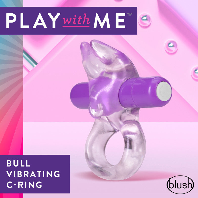 Play With Me Bull Vibrating C-Ring - Clear/ Vibrating Cock Ring