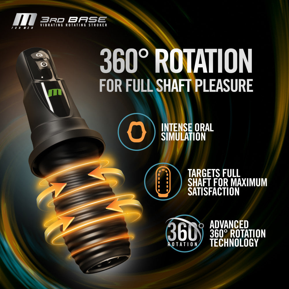 M For Men - 3rd Base -  USB Rechargeable Vibrating & Rotating Auto Stroker