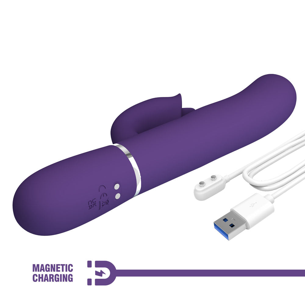 Party Up ALAN Dual Motor Vibrator -  -  22.8 cm USB Rechargeable Vibrator with Licking Clit Stimulator and Thumping Shaft