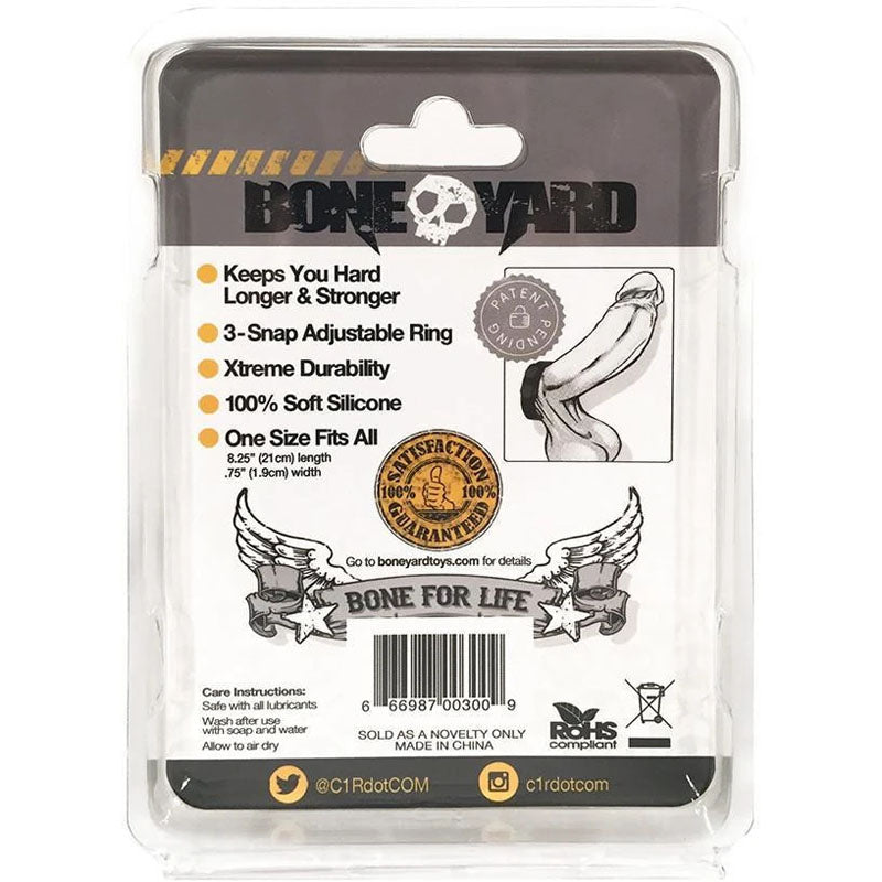 Boneyard Silicone Cock Strap  -  3-Snap Adjustable Cock Ring