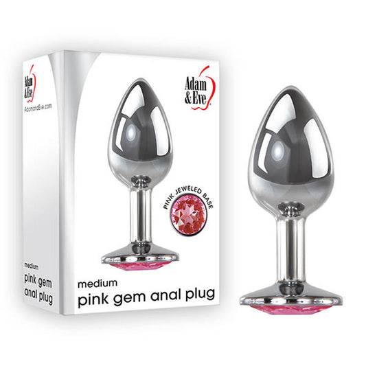 Adam & Eve  Gem Anal Plug - Medium - Silver Medium 8.2 cm Metal Butt Plug with  Gem