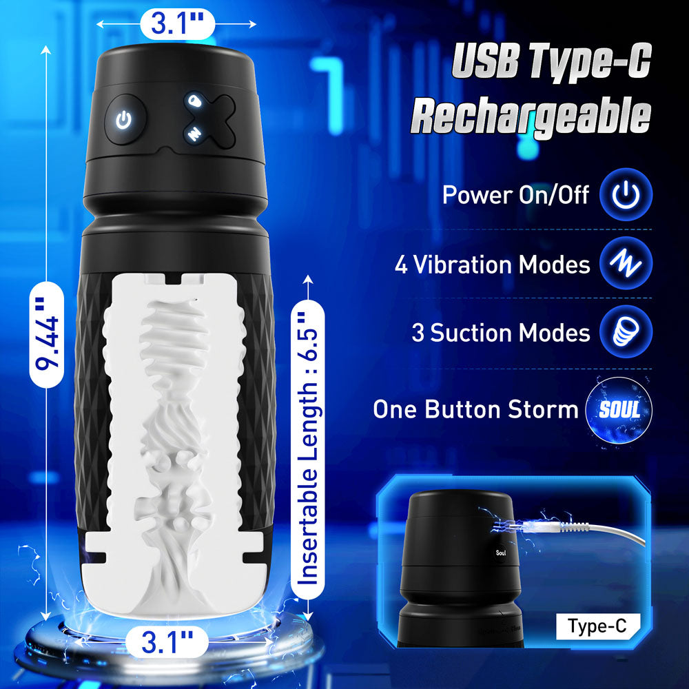 CyberSkin The Warrior -  USB Rechargeable Sucking & Vibrating Auto Masturbator