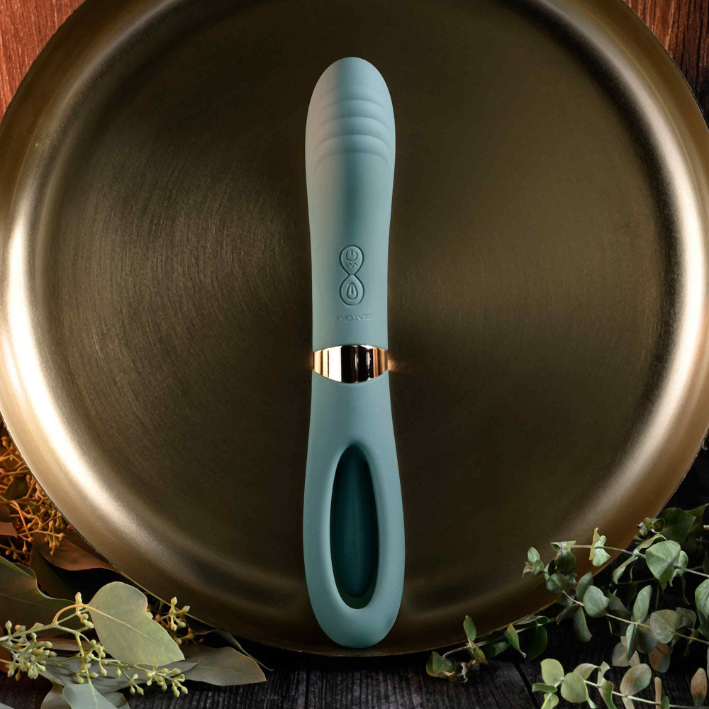 Evolved CHICK FLICK - Olive  24 cm USB Rechargeable Vibrator with Flicking Tip