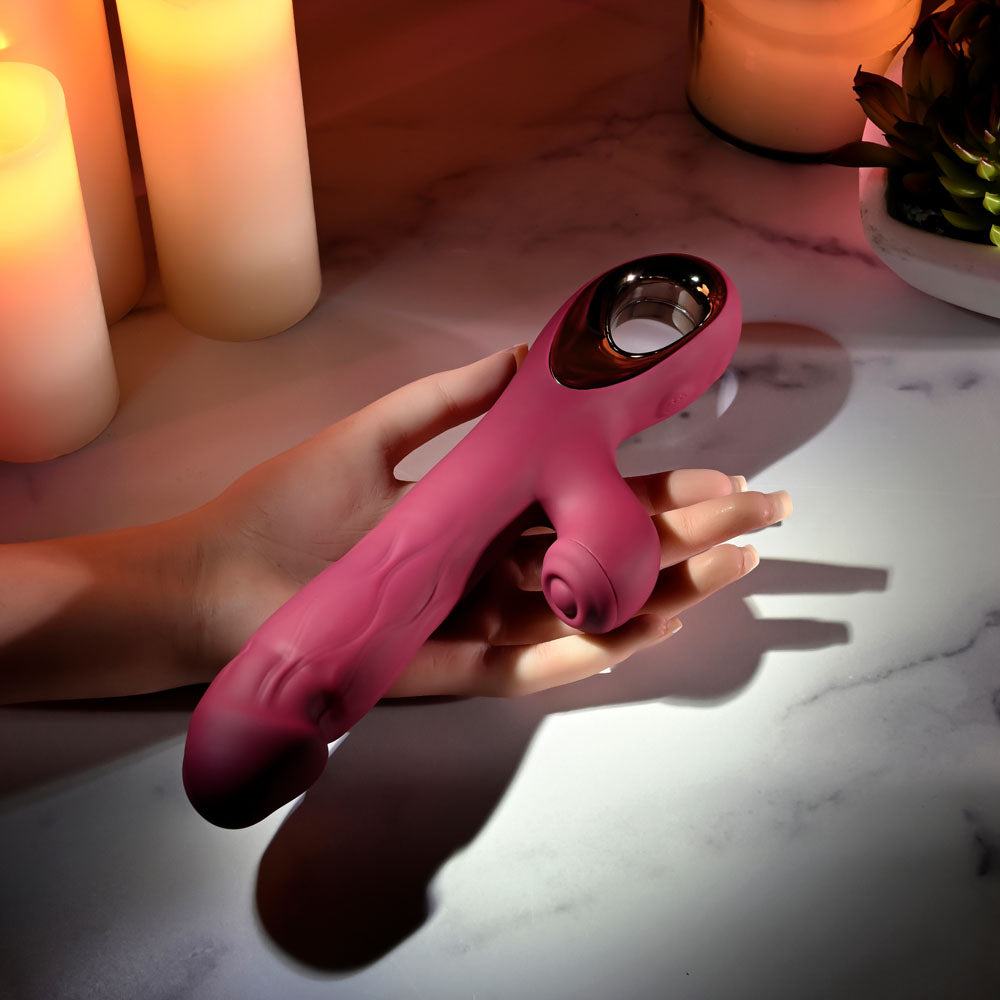 Evolved BURSTING WITH PLEASURE -  25.4 cm USB Rechargeable Vibrator with Tapping Clitoral Stimulator