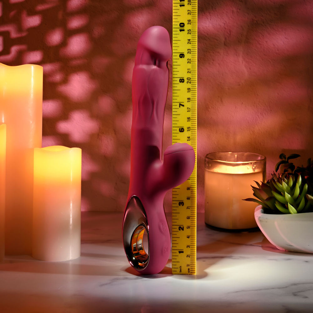 Evolved BURSTING WITH PLEASURE -  25.4 cm USB Rechargeable Vibrator with Tapping Clitoral Stimulator