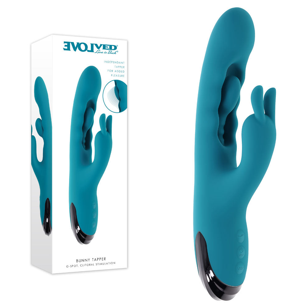 Evolved BUNNY TAPPER -  20 cm USB Rechargeable Rabbit Vibrator with Flicking Shaft