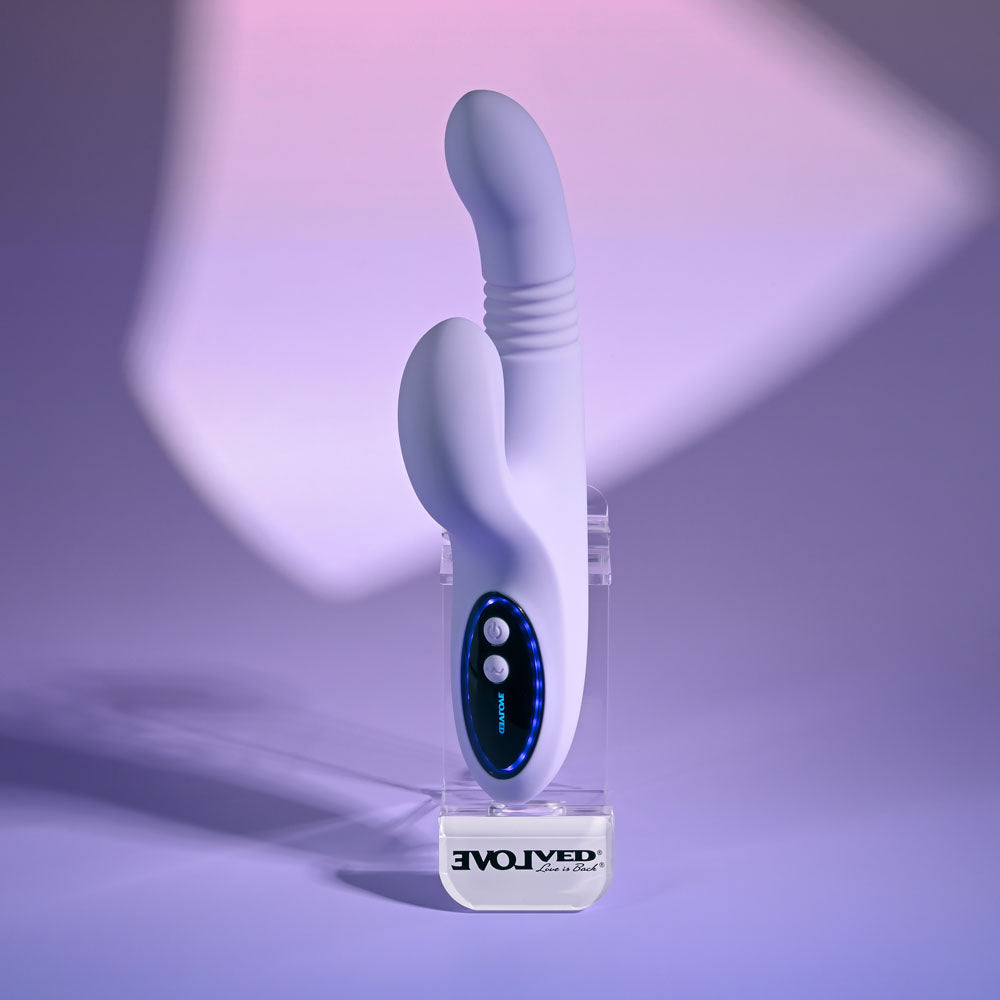 Evolved PEP TALK -  23.3 cm USB Rechargeable Thrusting Vibrator with Tapping Clitoral Stimulator