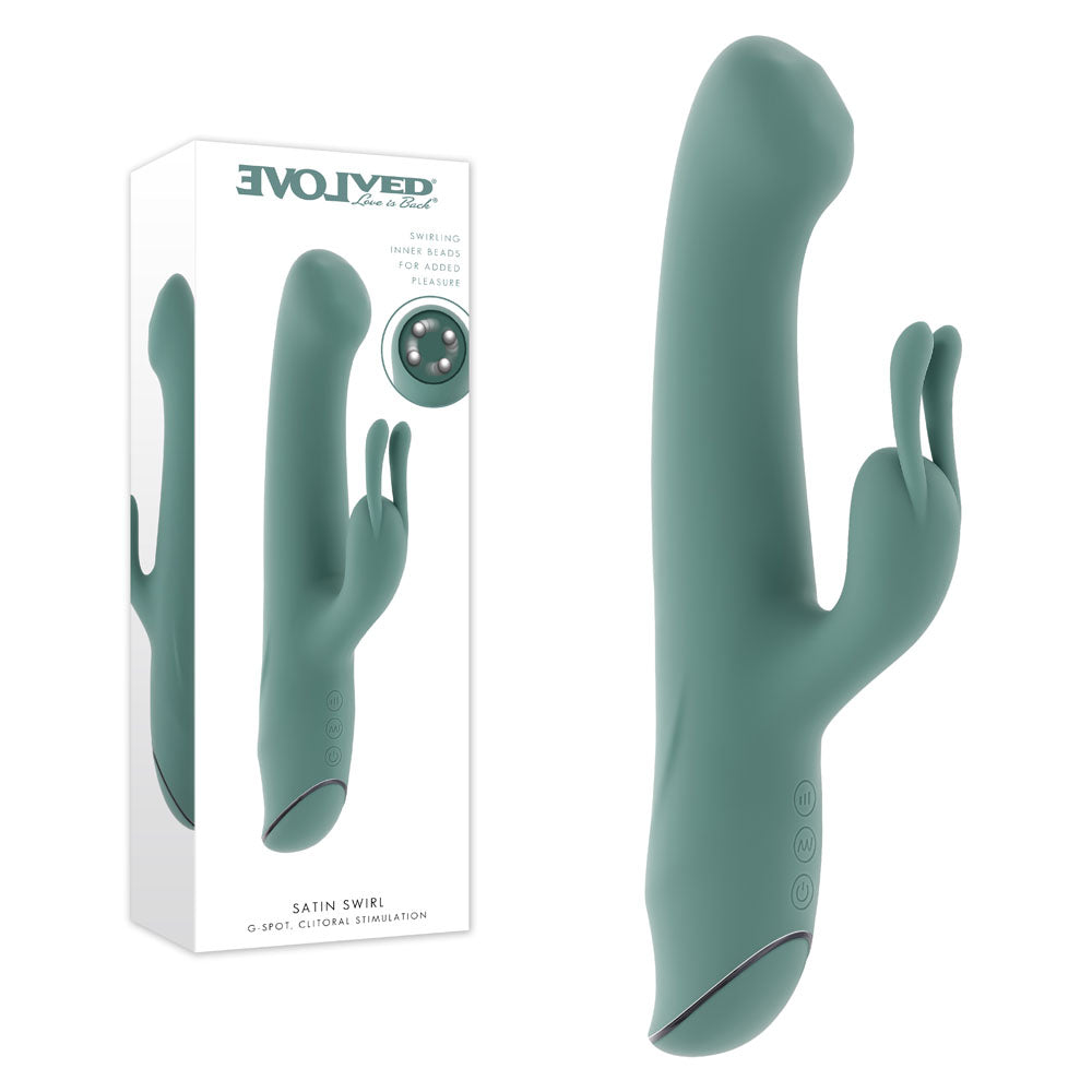 Evolved SATIN SWIRL -  23 cm USB Rechargeable Rabbit Vibrator with Swirling Head