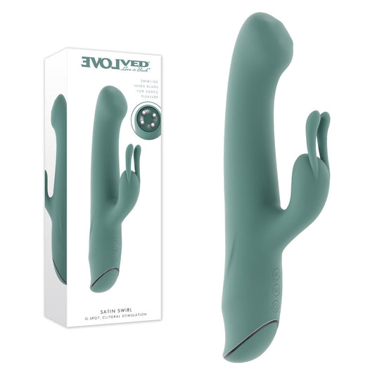 Evolved SATIN SWIRL -  23 cm USB Rechargeable Rabbit Vibrator with Swirling Head