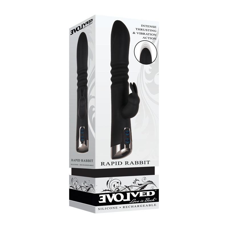 Evolved Rapid Rabbit -  25.4 cm USB Rechargeable Thrusting Rabbit Vibrator
