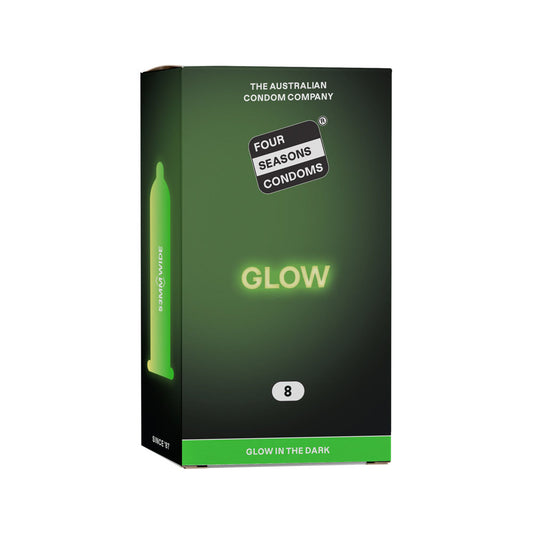 Four Seasons Glow N' Dark Condoms - Glow In The Dark Lubricated Condoms - 8 Pack
