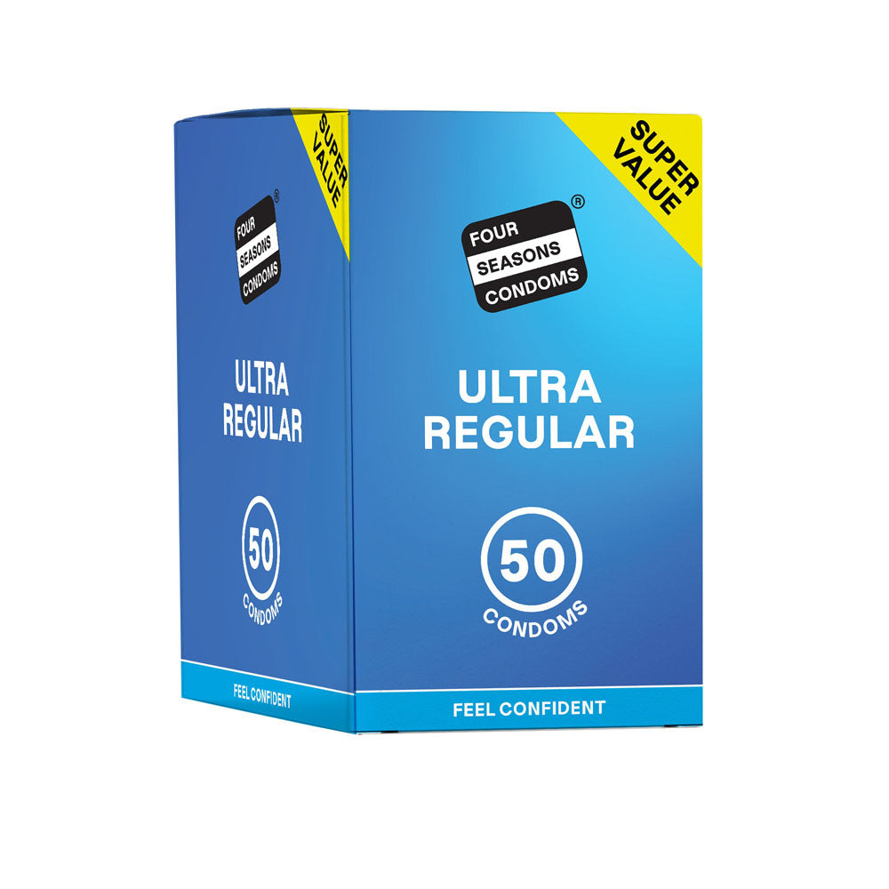 Four Seasons Regular Condoms - Regular Fit Lubricated Condoms - 50 Pack