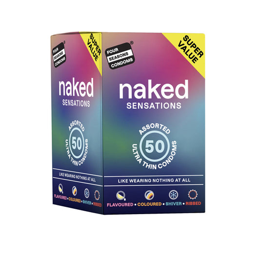 Four Seasons Naked Sensations Condoms - Assorted Ultra Thin Lubricated Condoms - 50 Pack