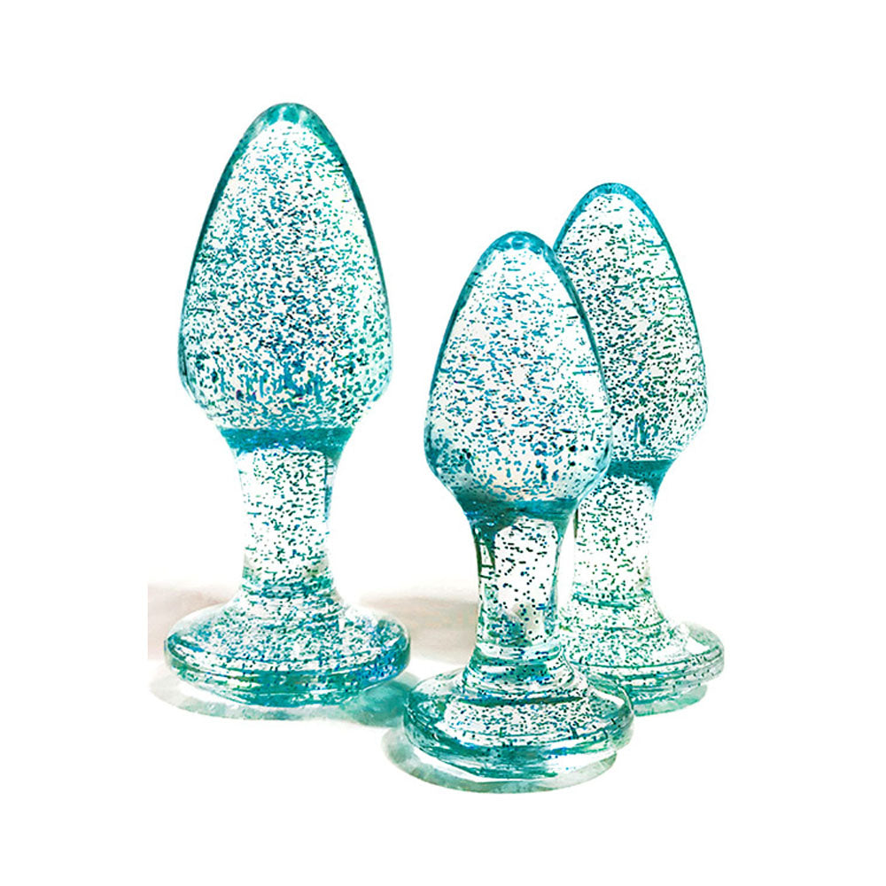 Adam & Eve Glitter Gem 3-Piece Butt Plug Set -  - Glitter  Butt Plugs - Set of 3 Sizes