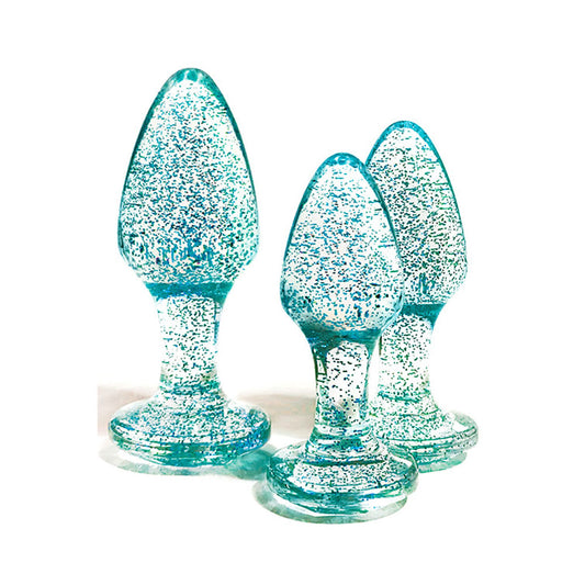 Adam & Eve Glitter Gem 3-Piece Butt Plug Set -  - Glitter  Butt Plugs - Set of 3 Sizes