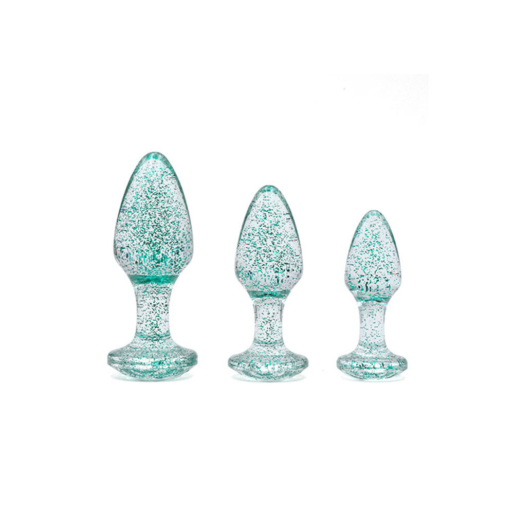 Adam & Eve Glitter Gem 3-Piece Butt Plug Set -  - Glitter  Butt Plugs - Set of 3 Sizes