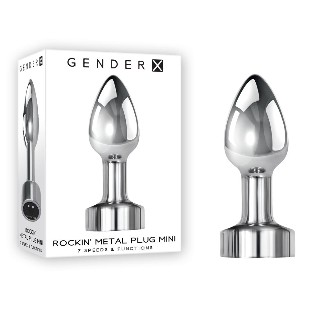 Gender X ROCKIN METAL PLUG MINI -  7.8 cm USB Rechargeable Vibrating Mini Butt Plug