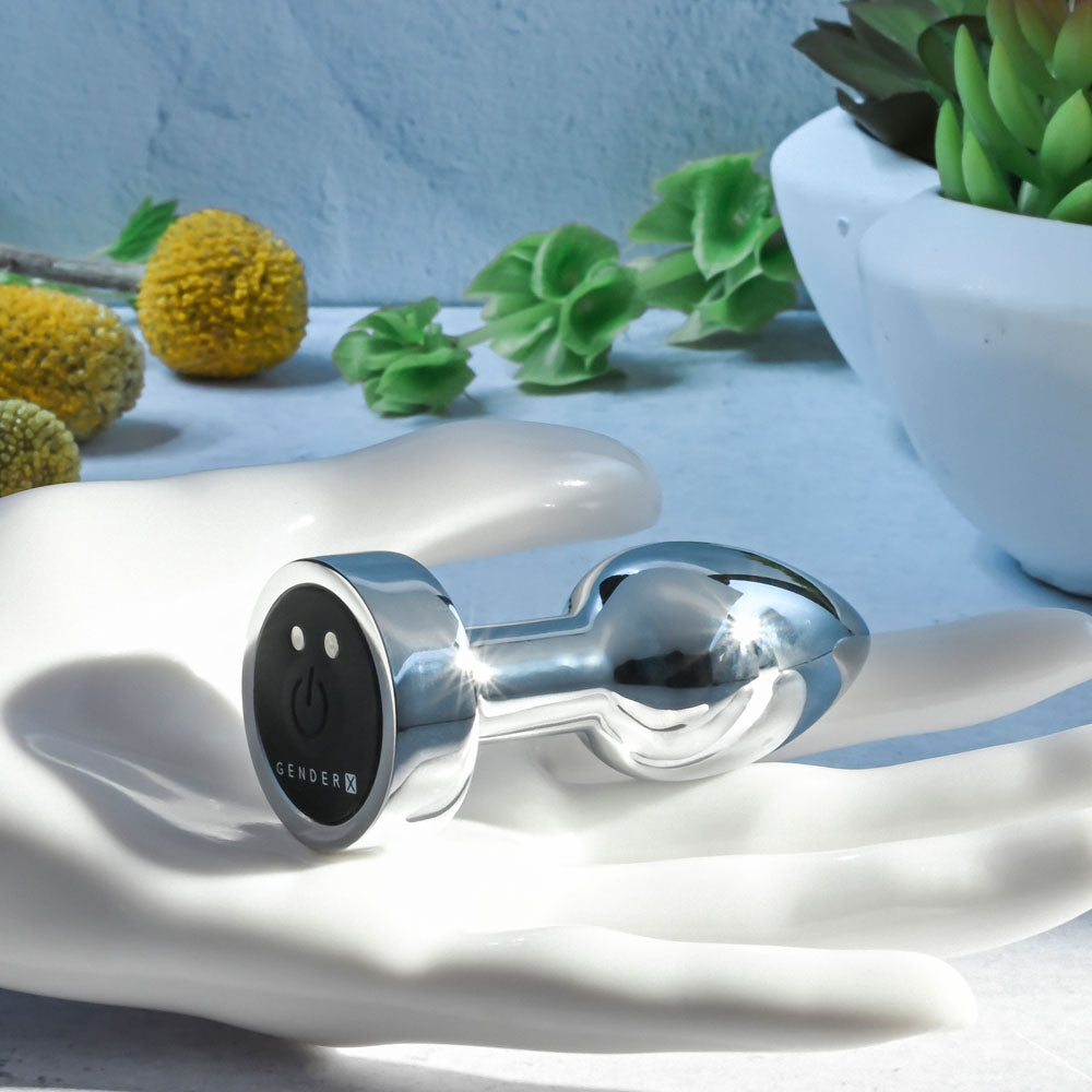 Gender X ROCKIN METAL PLUG MINI -  7.8 cm USB Rechargeable Vibrating Mini Butt Plug