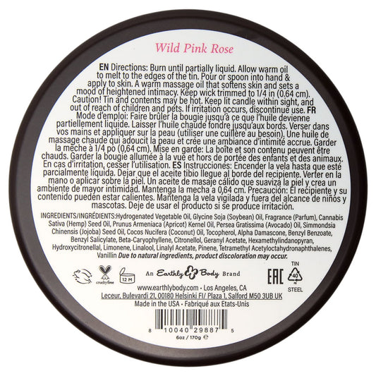 EB Aphrodisiac Massage Candle - Wild Pink Rose - Wild Pink Rose Scented Massage Candle - 170 g