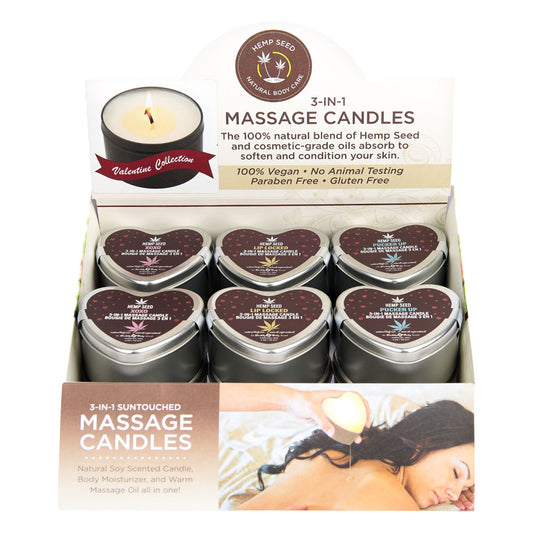 EB Hemp Seed Lovers Heart Candle Display - Counter Display of 12 and Tester