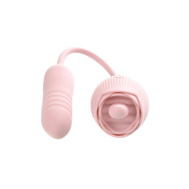 Adam & Eve THRUST & TICKLE Rose Vibrator -  USB Rechargeable Flickering Rose Stimulator with Thrusting Bullet