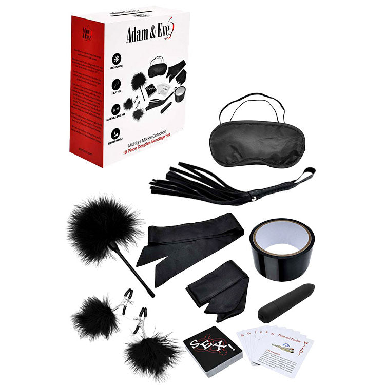 Adam & Eve MIDNIGHT MOODS COLLECTION -  Couples Bondage Kit - Set of 10 Pieces