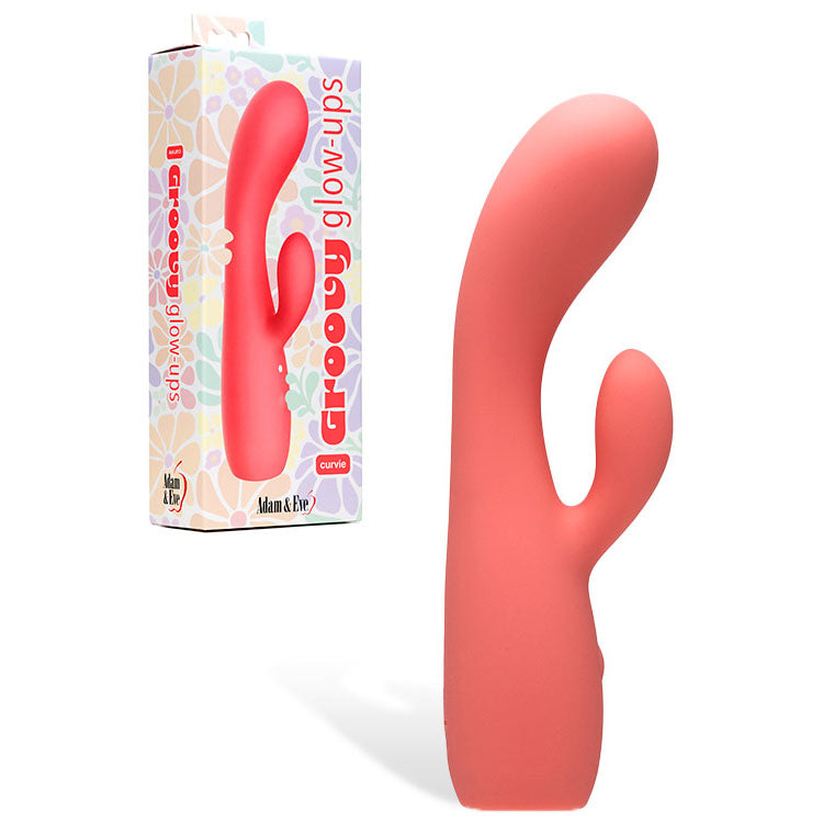 Adam & Eve GROOVY GLOW-UPS Curvie -  17.8 cm USB Rechargeable Rabbit Vibrator