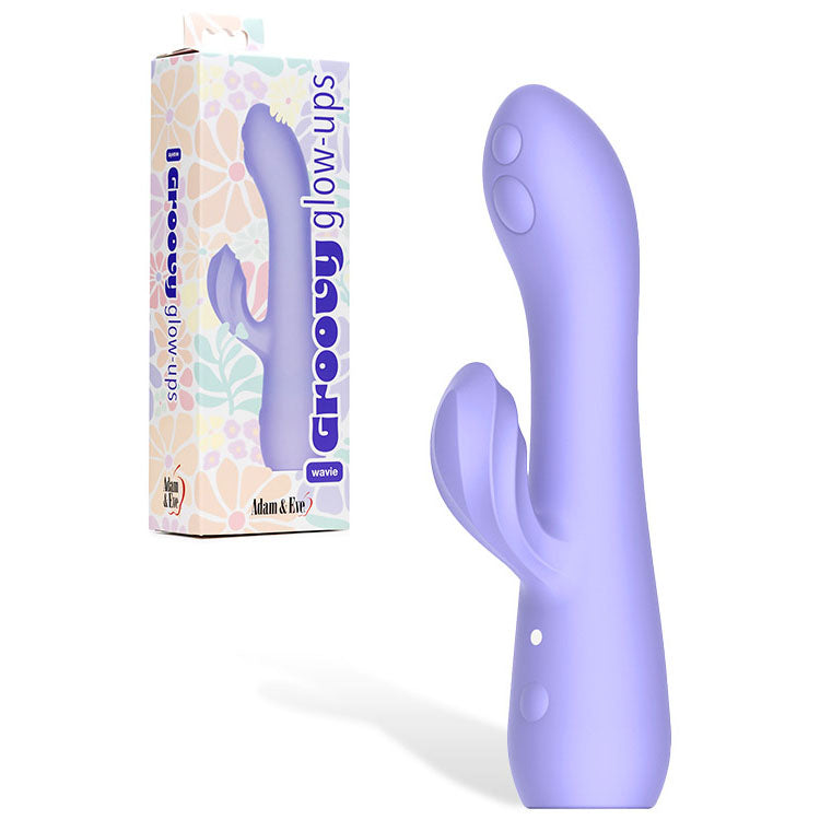 Adam & Eve GROOVY GLOW-UPS Wavie -  16.5 cm USB Rechargeable Rabbit Vibrator