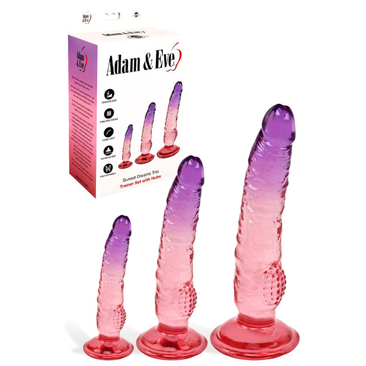Adam & Eve SUNSET DREAMS TRIO - /Purple Dildos - Set of 3 Sizes