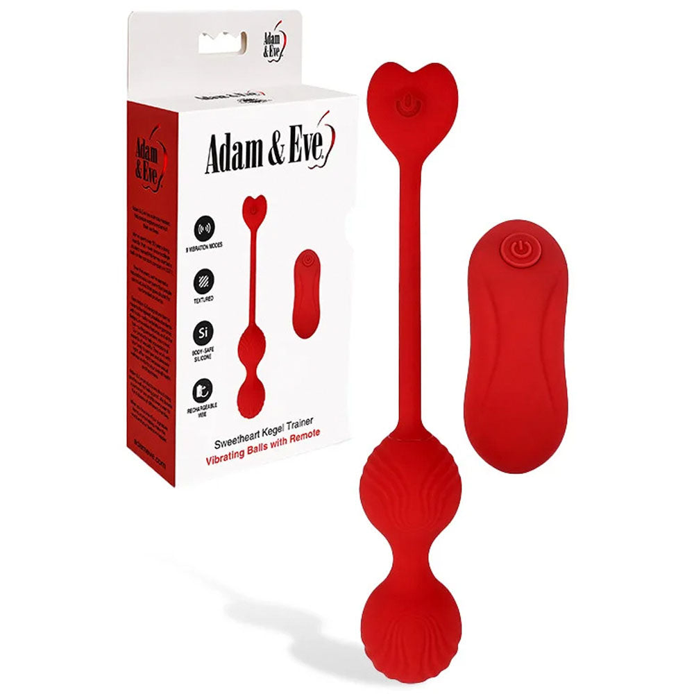Adam & Eve SWEETHEART Kegel Trainer -  USB Rechargeable Vibrating Kegel Balls with Remote