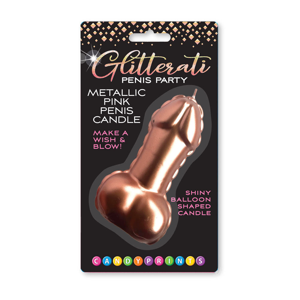 Glitterati Metallic Pink Penis Candle -  10 cm Penis Party Candle
