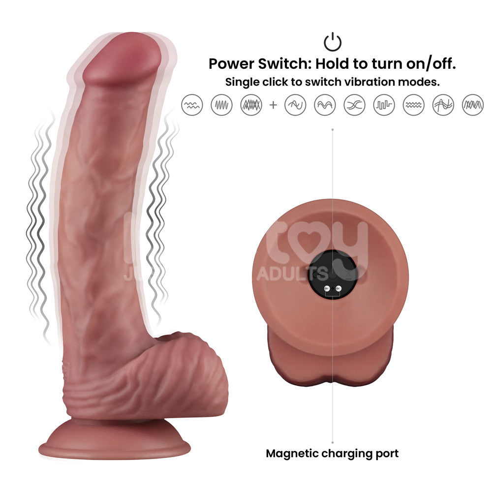 Dual Density Power Cock - 9 Inch  -  23 cm USB Rechargeable Vibrating Dildo