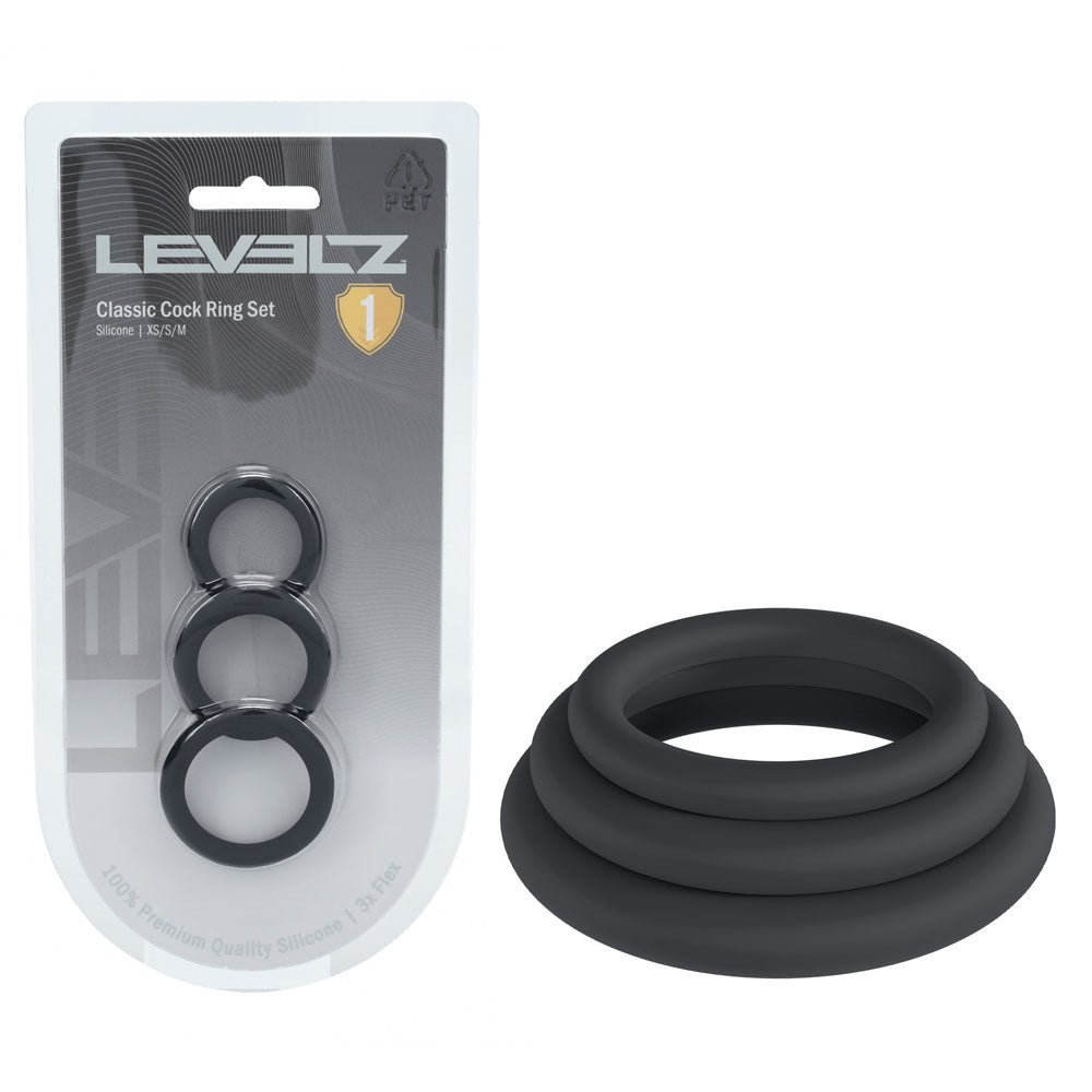 LEVELZ Classic Silicone Cock Ring Set - XS/S/M -  Cock Rings - Set of 3 Sizes