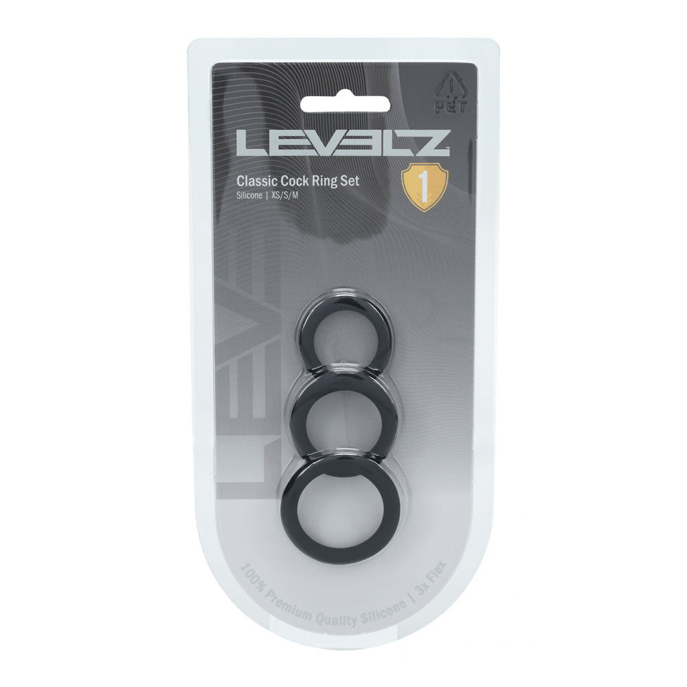 LEVELZ Classic Silicone Cock Ring Set - XS/S/M -  Cock Rings - Set of 3 Sizes