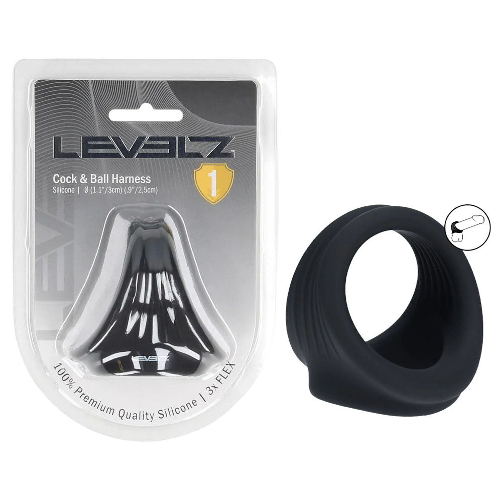 LEVELZ Silicone Cock & Ball Harness -  -  Cock & Ball Ring