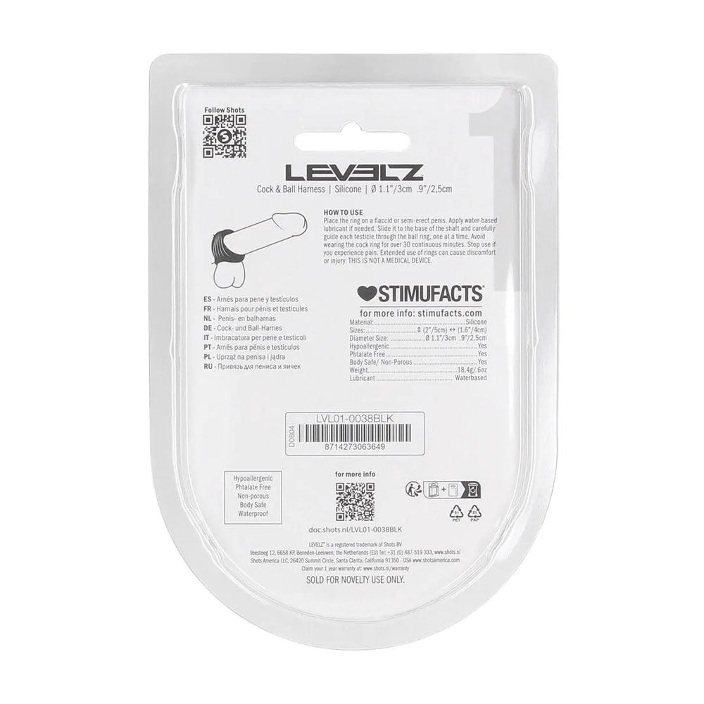LEVELZ Silicone Cock & Ball Harness -  -  Cock & Ball Ring