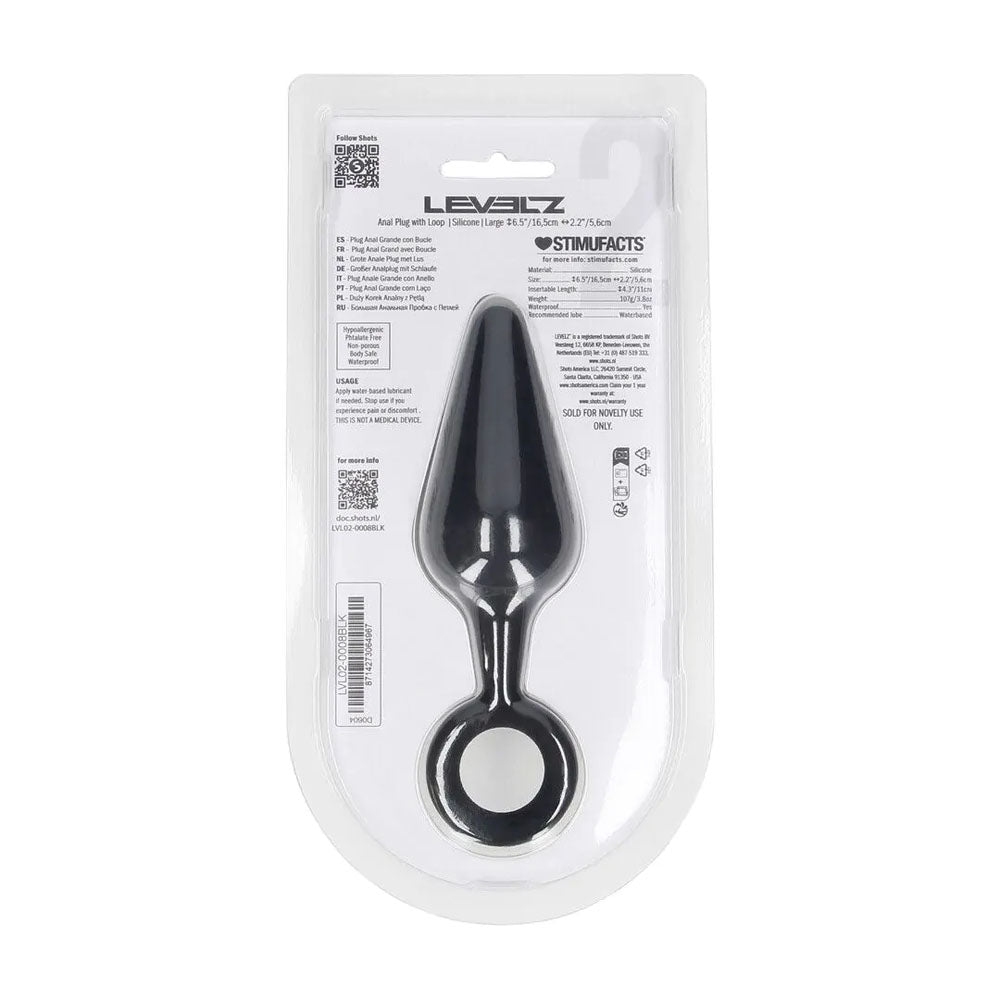 LEVELZ Silicone Anal Plug with Loop - Large -  Large Butt Plug